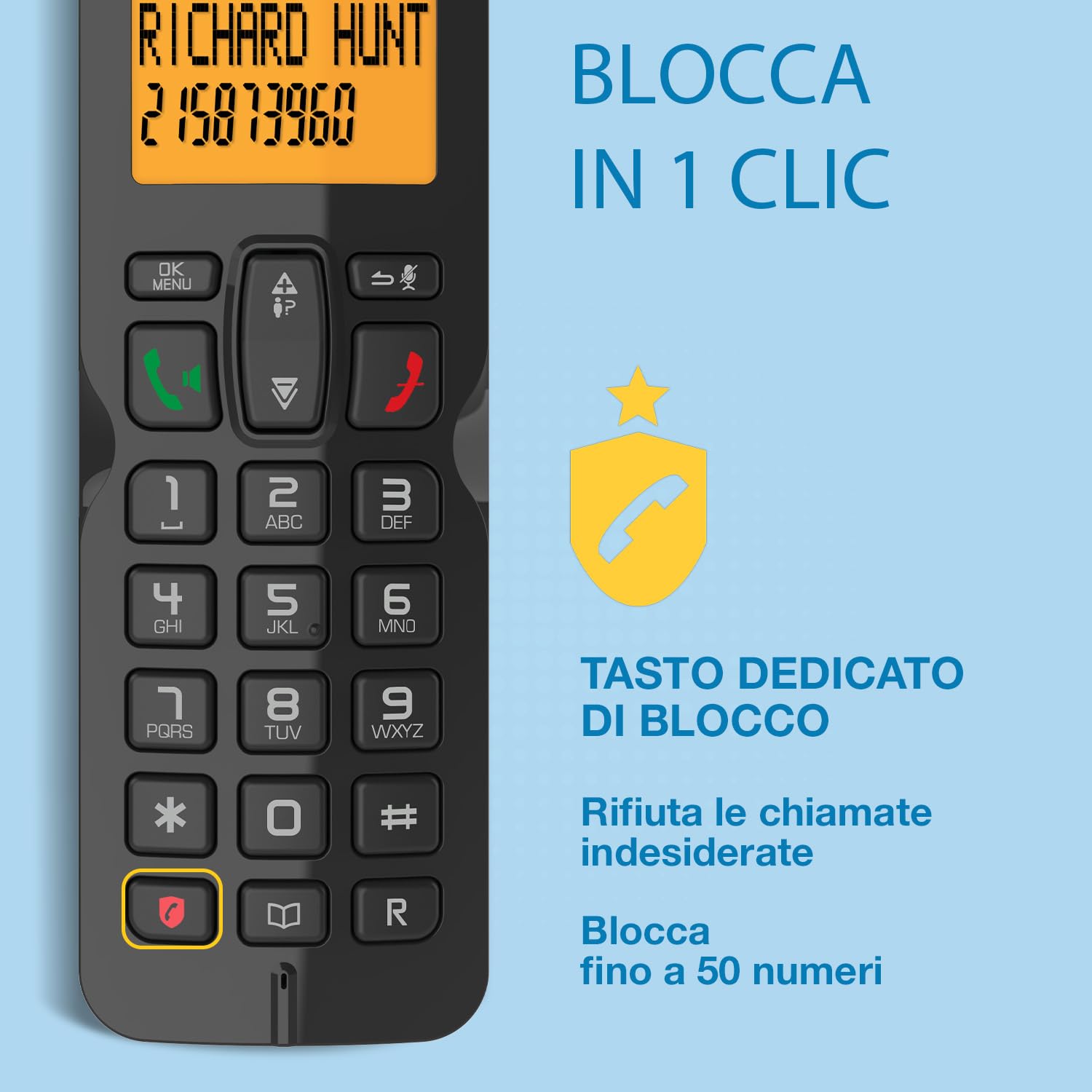ALCATEL S280 Duo - Telefono Fisso Cordless DECT - Design Compatto - Grande Display Retroilluminato - Vivavoce - Funzione Blocco Chiamate - Rubrica da 50 Contatti - 2 Portatili - Nero