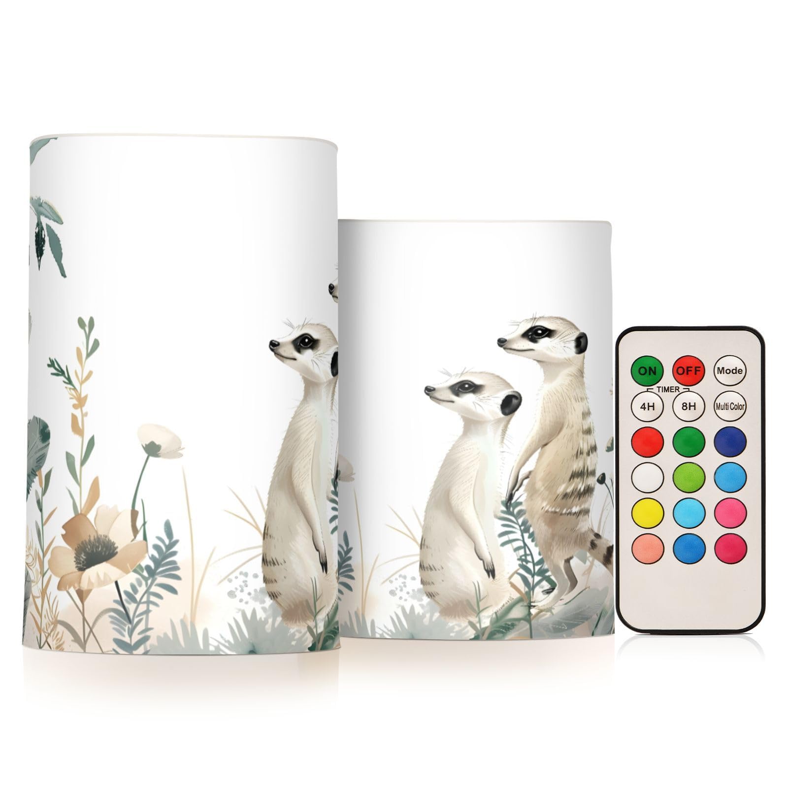 Flickering Flameless Candles Meerkat in Jungle LED Candles with Remote Timer Set of 2 Battery Operated Candle Home Decoration