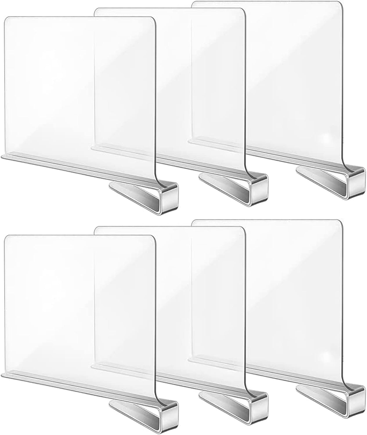 6PCS Acrylic Shelf Dividers for Closet, Shelf Separator, Wood Closets