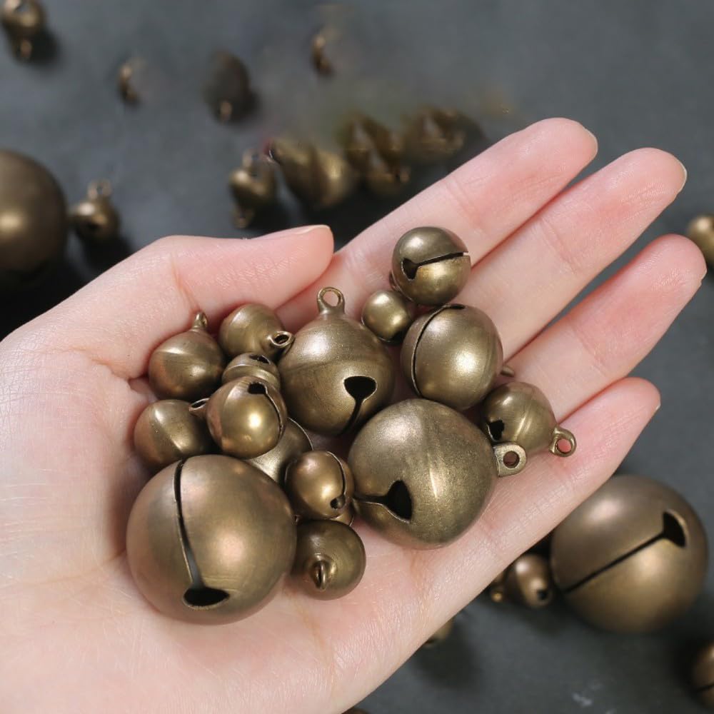 36 Campanelle Vintage In Bronzo 42x38 Mm - Decorazioni Natalizie, Campanelli Fai Da Te Per Albero, Ghirlande, Campanelli A Vento E Collari Animali - Ottone Anticato