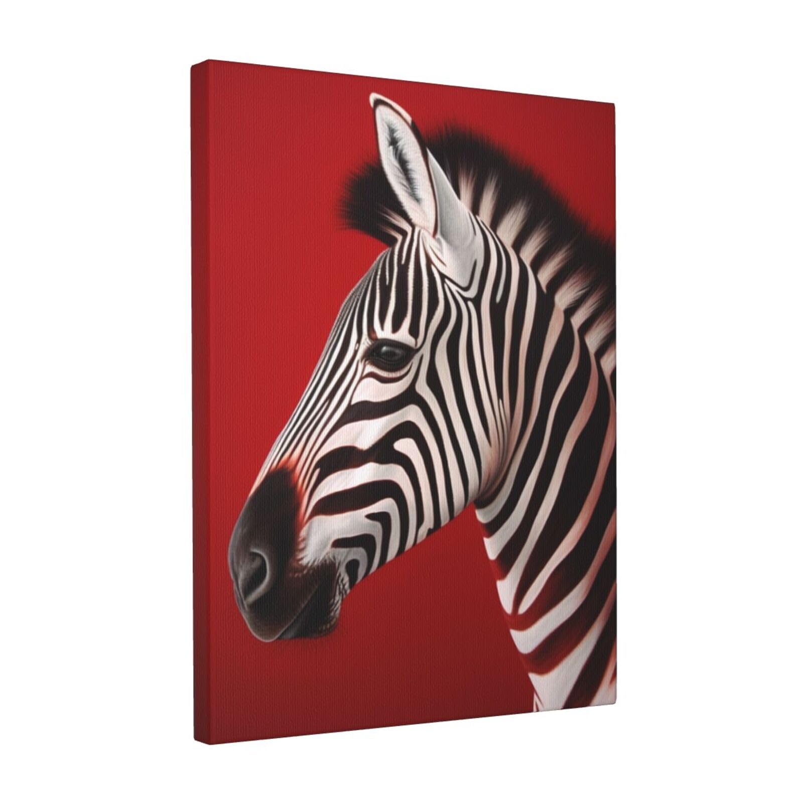 FodPand Zebra Red Canvas Wall Art for Living Room Wall Decor 12"x16" Modern Artwork Painting Pictures Hanging Canvas Prints Aesthetic Wall Art for Bedroom Bathroom Office Wallart Decor