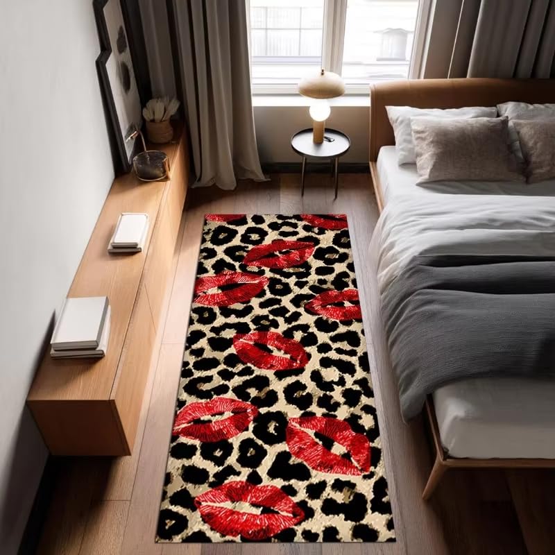 Tapis de couloir léopard motif amour abstrait le cadeau idéal pour la Saint-Valentin de 70x120