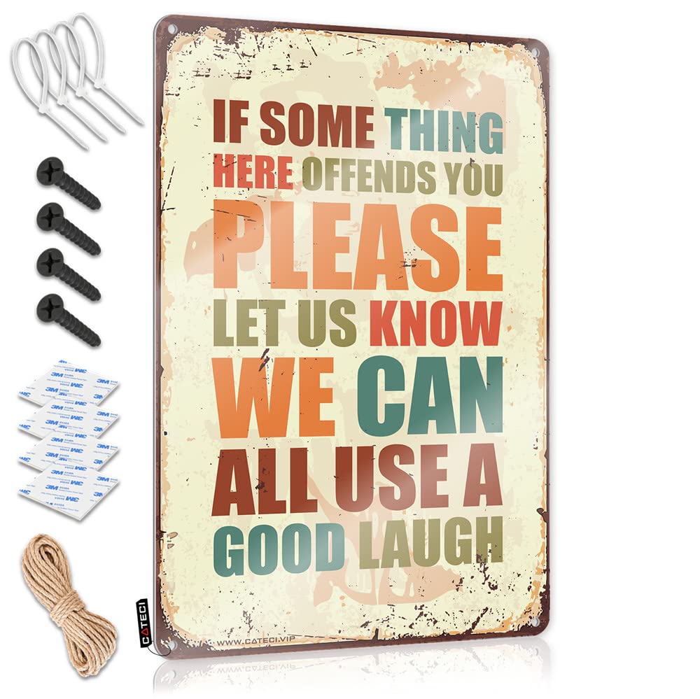 Bar Tin Signs Vintage If Something Offends You Please Let Us Know We Can All Use A Good Laugh Sign Bar Tin Signs Vintage Funny Sarcastic Signs(30X40CM)