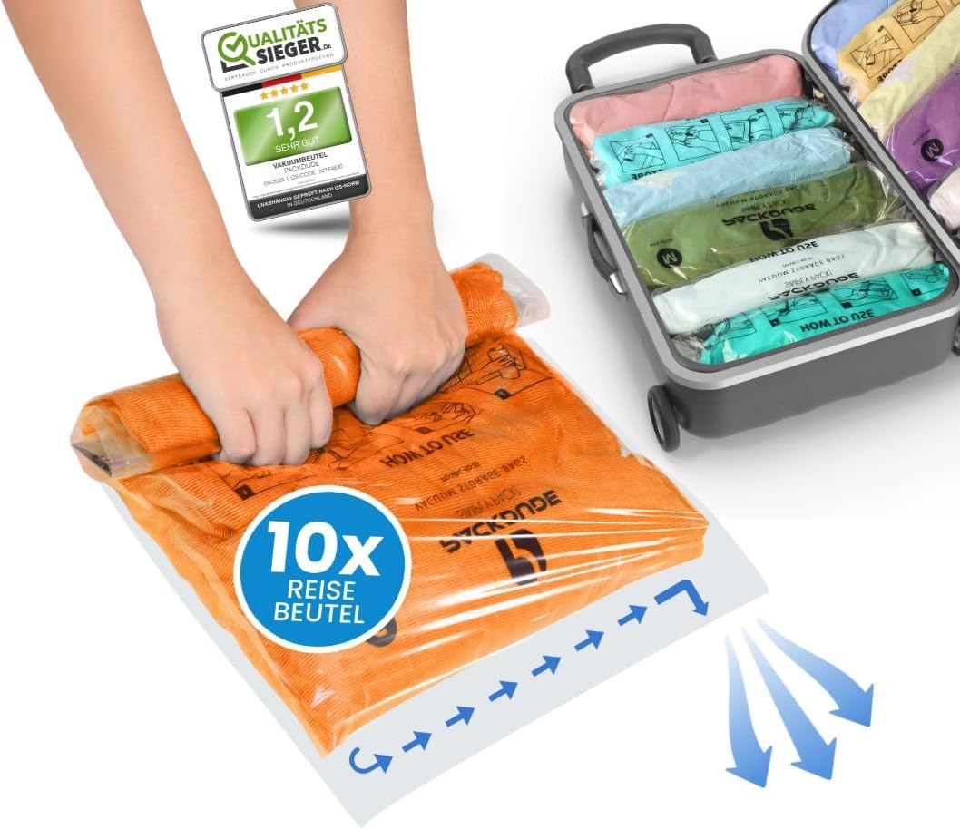 Vakuumbeutel Set 7-tlg. - Bis Zu 75% Platzsparend Für Reisekleidung & Bettwäsche