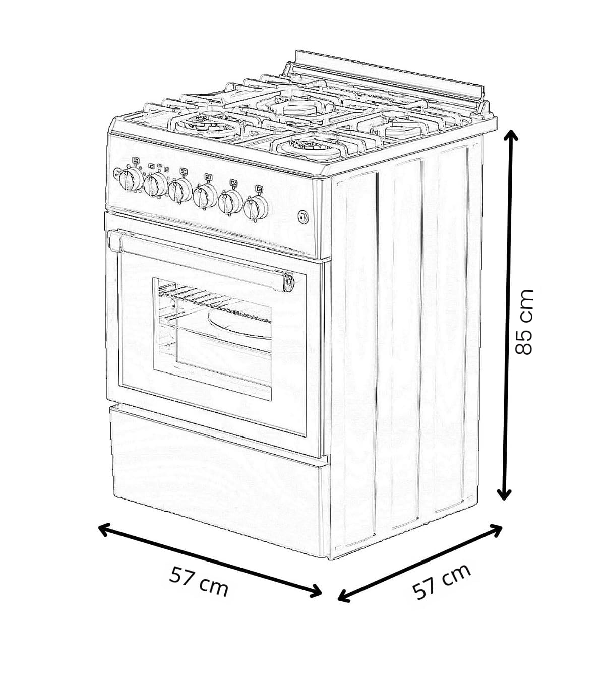 ALPHA Cuisinière à gaz VuLCANO Elite-60 noir mat. Allumage automatique, Wok, ventilateur et minuterie dans le four. **Haut de gamme**