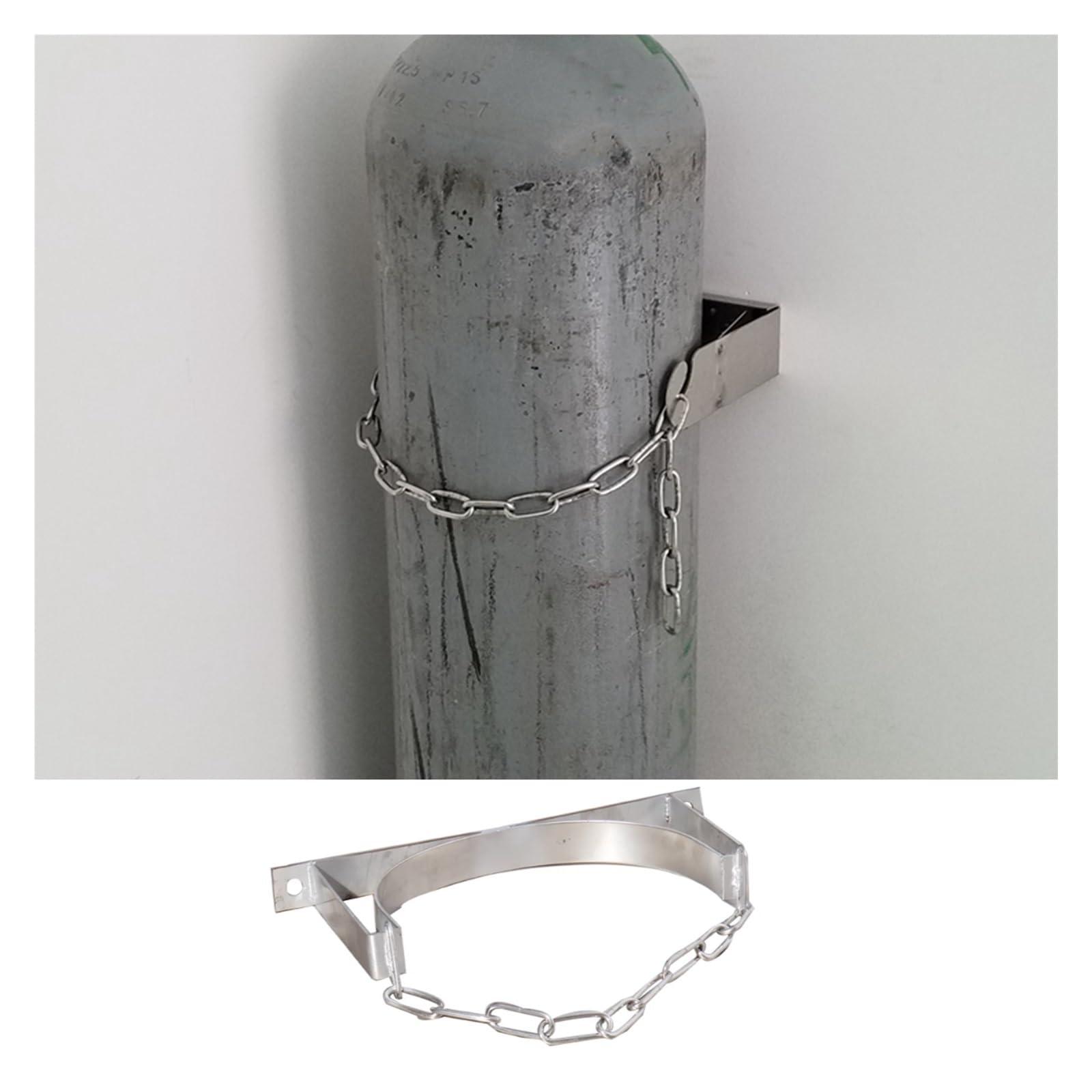 Estante de Acero Inoxidable para Almacenamiento de Cilindros de Gas, Soporte de Pared de 40/50 L con Cadena Ajustable, Soporte para Cilindros de oxígeno para el hogar y el Hospital, fijación