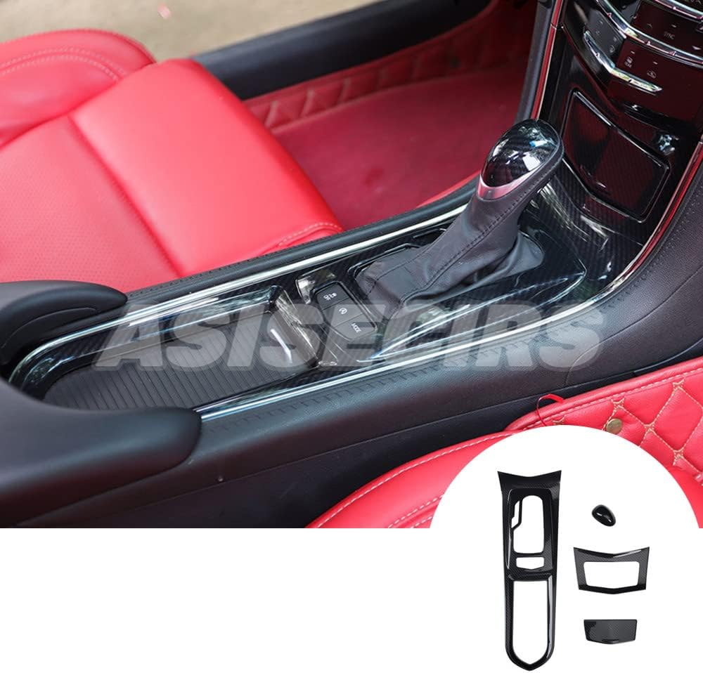 Carbon Fiber Look Interior Center Console Gear Shift Panel Trim Cover for Cadillac ATS 2013-2019 ABS Plastic Gear Shift Box Decoration
