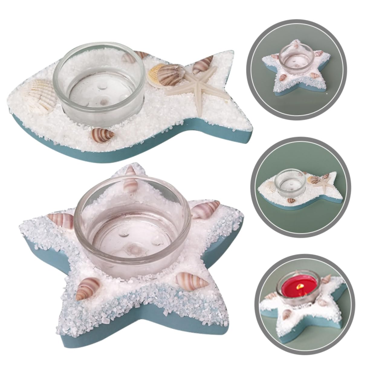 2 Set Cangoli Di Stelle Marine Candele Candela Conica Candelieri Senza Titolare Arredamento Candelabro Da Tavolo Porta Tealight Nautico Di Legno 2 Pezzi*2