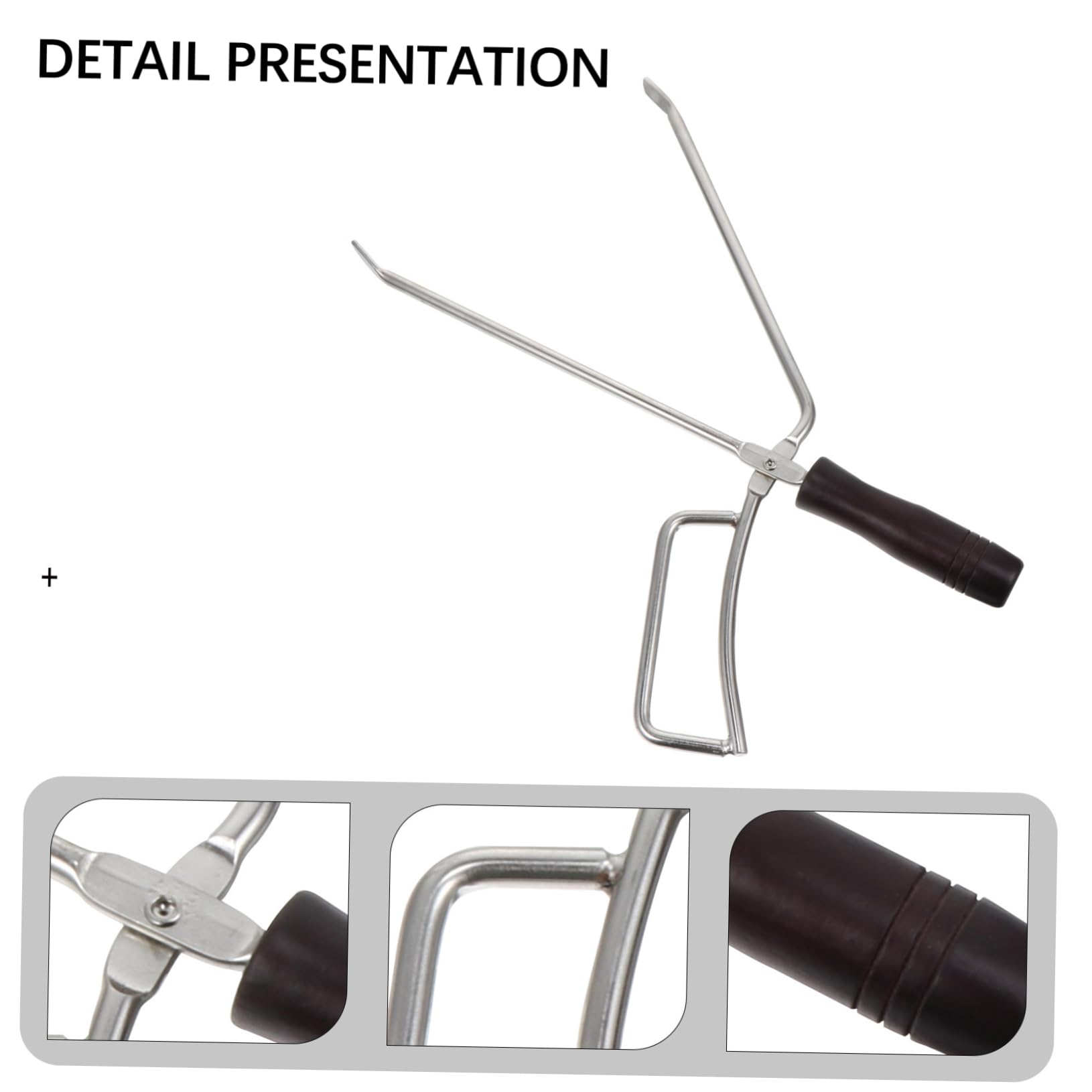 Pinza Carbone Allungata in Acciaio Inox Manico in Legno | Festa Estiva, Barbecue All'aperto, Anti-macchia e Presa Stabile, Utensili per Barbecue