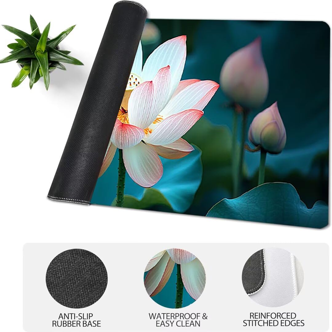 Podkładka pod mysz do gier XXL kwiat krajobraz, mata na biurko XXL - 1400 x 600 x 3 mm - pod ręką biurko, podkładka pod mysz dla graczy antypoślizgowa gumowa podkładka zszyte krawędzie, dla graczy