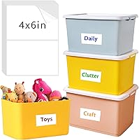 Joyberg 150 Pack 6x4 Inch Removable Storage Bin Labels - Tear Resistant, No Residue, Matte White Blank Labels for Home, Office, School