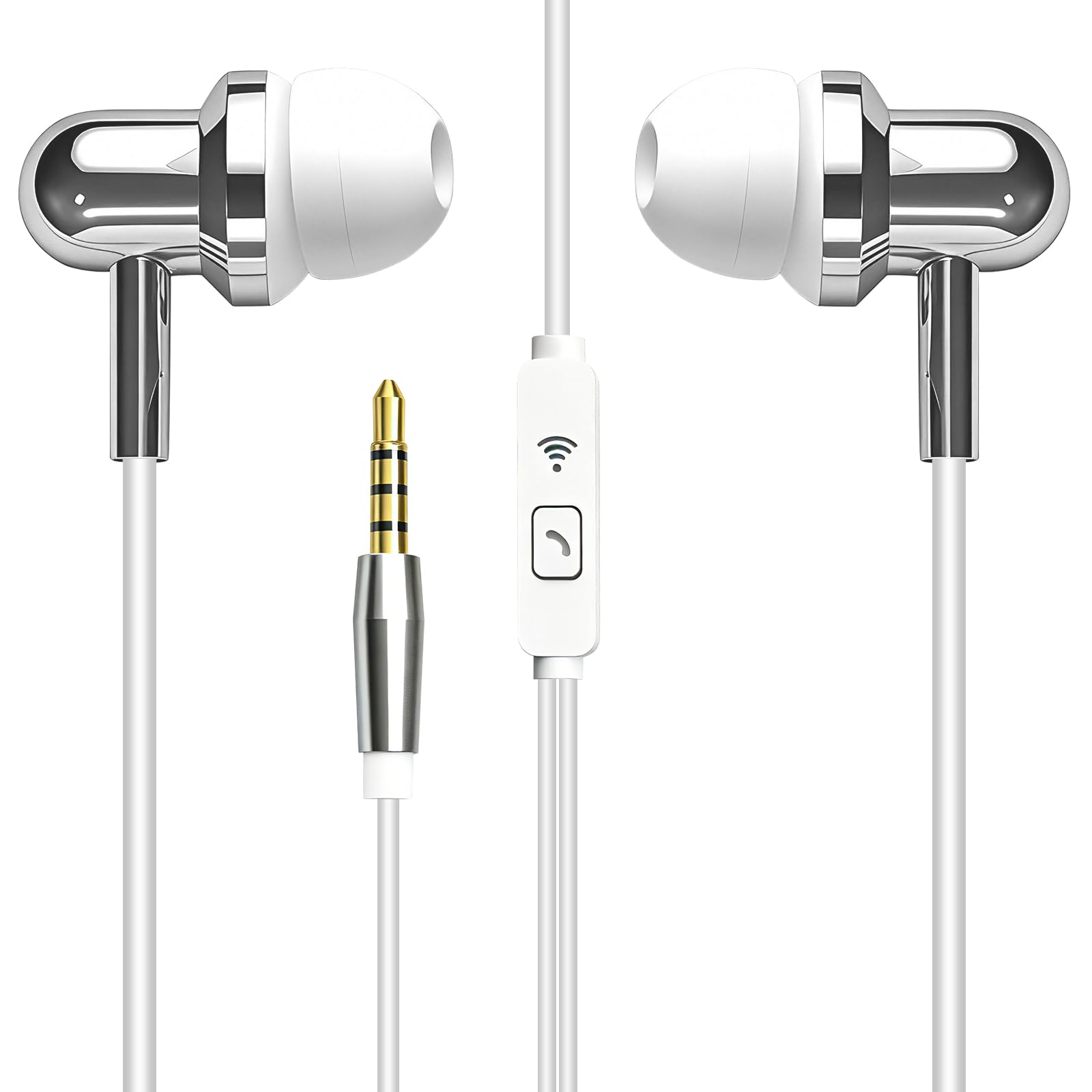 Wired in-Ear Headphones with Microphone, 3.5mm Earbuds, Noise Isolating Stereo Sound