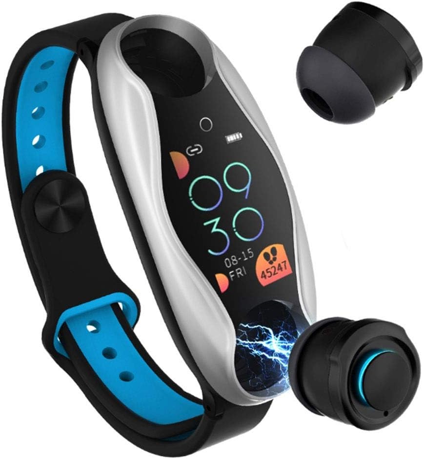 N/R Smart watch bracelet, men's and women's fashion electronic watch with wireless wireless earphones (Color : Gray)