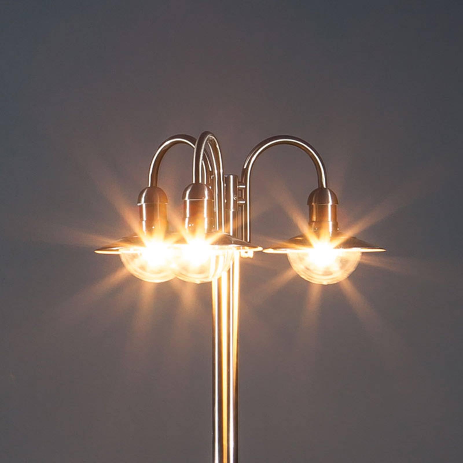 Lindby Lampadaire extérieur Damion à intensité variable (Moderne) en Gris Inox (à 3 lampes, E27) Candélabre luminaire d’extérieur