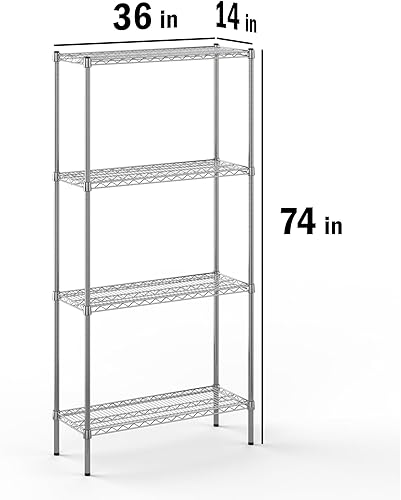 Miniatura 10 de Regal Altair Kit de estantería de alambre cromado de 4 niveles de 14 pulgadas de profundidad x 42 pulgadas de ancho x 74 pulgadas de alto  Unidad de