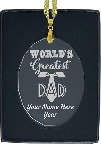 Miniatura 8 de LaserGram Personalized Glass Christmas Ornament, World's Greatest Dad, Custom Laser Engraved Gift Idea (Diamond Shape)