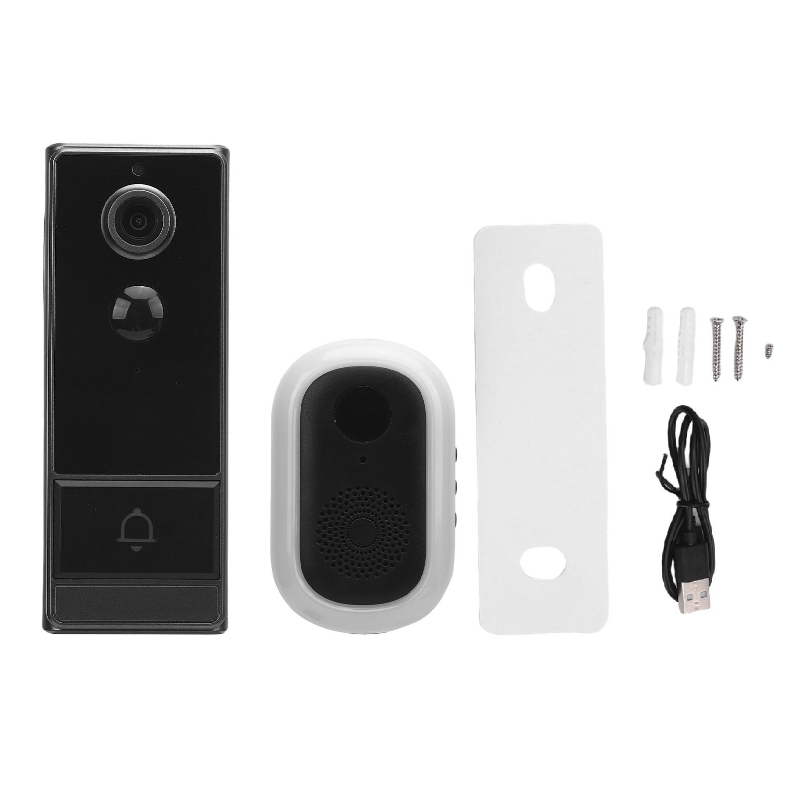 Cuifati Timbre con Video, 2.4G WiFi App Monitoreo Remoto Conversación Bidireccional Lente Gran Angular de 120 Grados con Detección Humana PIR y Prueba de Agua IP67, para Teléfonos