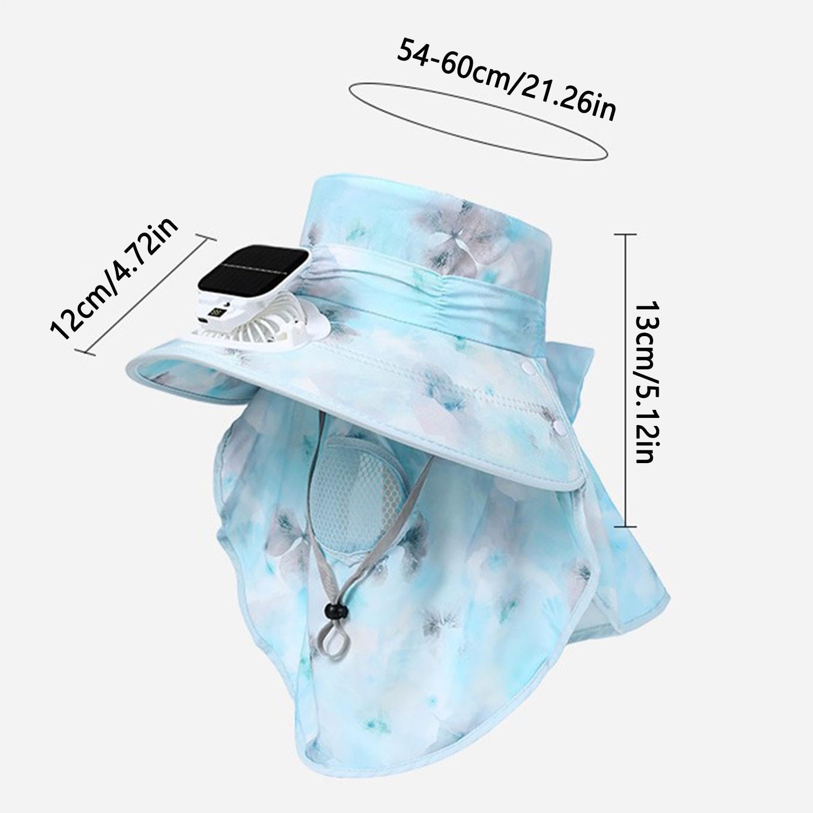 Fan Hut, solarbetrieben, solarbetrieben, USB-Aufladung, Kühlung, 3 Geschwindigkeiten, Kopfbedeckung, Blau | Strandhut mit Ventilator für Pendler, Reisen, Wandern, Geschäftsreisen, Outdoor, Angeln, Camping, Strand, Sommer, Urlaub
