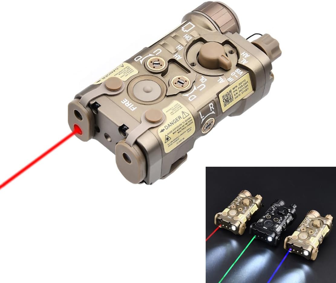 Red/Green/Blue Laser Sight + Strobe/Momentary/Constant Modes Whitelight LED 150 Lumens Flashlight with IR Laser，Metal L3-NAGL Box Laser Sights，with Pressure Switch，for 20mm Rail