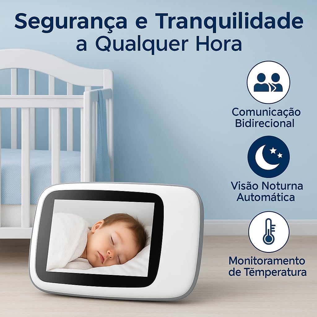 Babá Eletrônica Câmera para Bebês com Tela de 3.2" Visão Noturna 10M Infravermelha Monitoramento Temperatura, Áudio Bidirecional, Detecção de Som VOX, Modo Soneca Contem Visão Noturna Canção de Ninar Babá Eletrônica Câmera para Bebês com Tela de 3.2" Visão Noturna 10M Infravermelha Monitoramento Temperatura, Áudio Bidirecional, Detecção de Som VOX, Modo Soneca Contem Visão Noturna Canção de Ninar