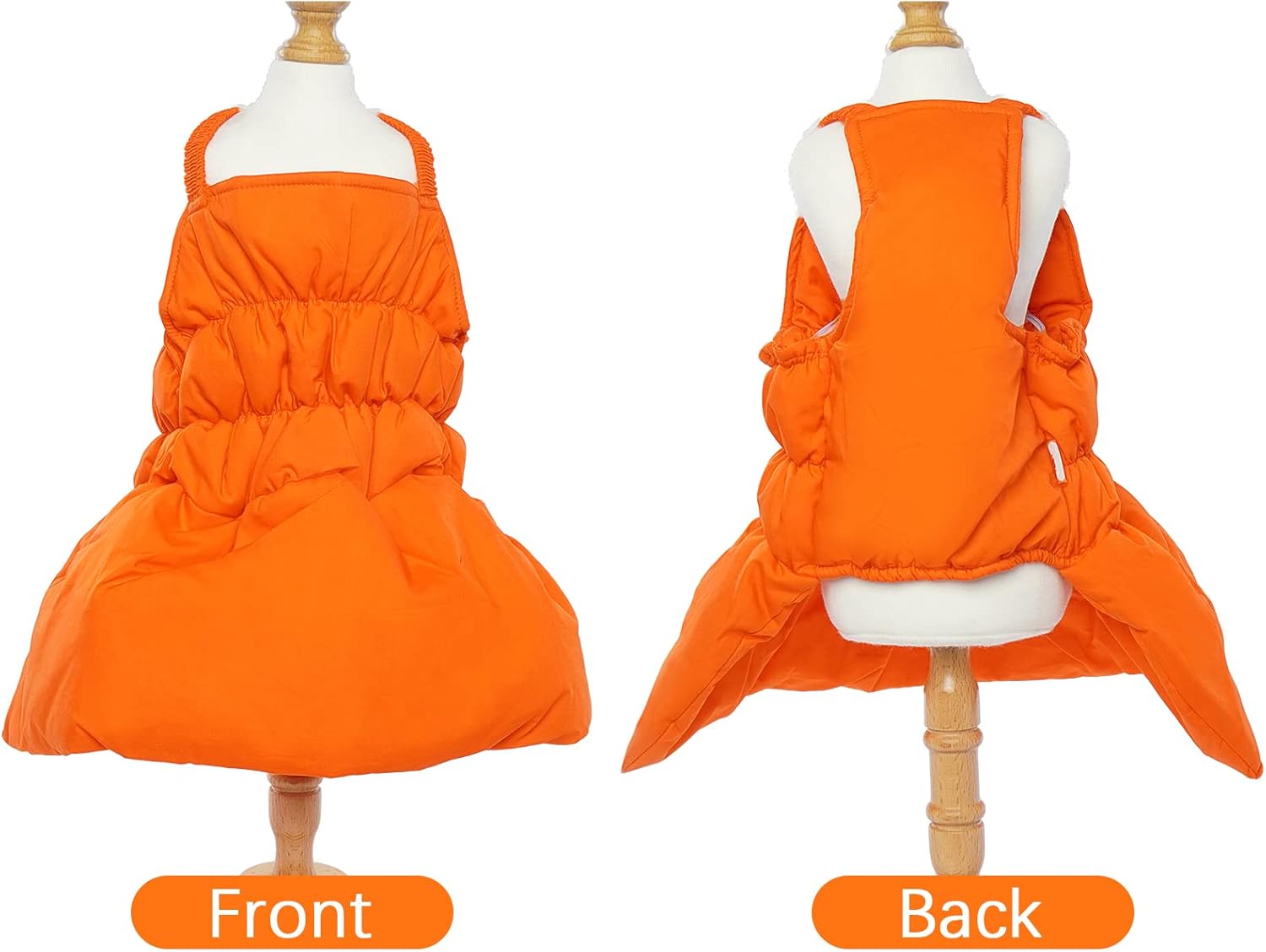 Warm Dog Cotton Vest Winter Pet Dresses, Dog Quilted Suspender Dress for Female Dogs Girls, Cold Weather Dog Clothes Apparel, Orange Puppy Skirt Costumes for Christmas Halloween Birthday Theme Party : Pet Supplies