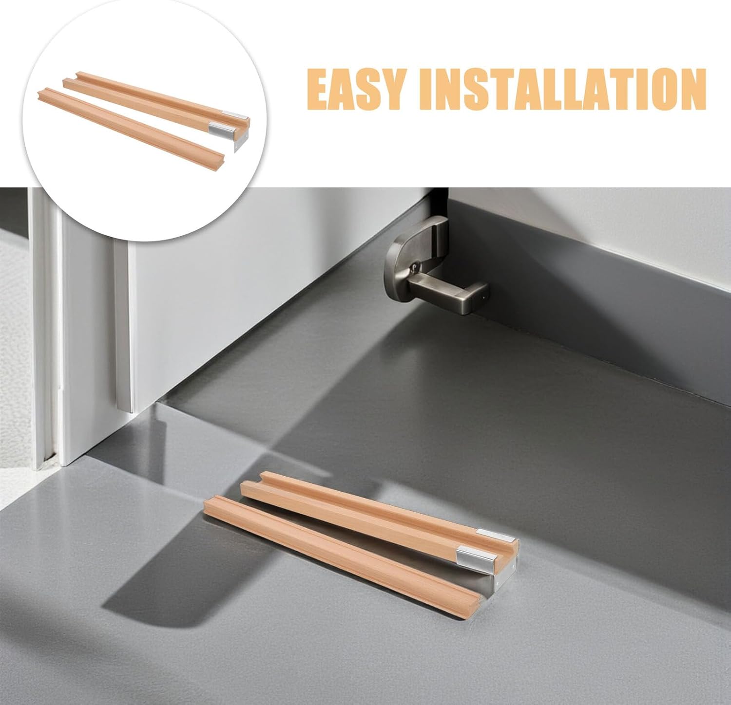 VILLCASE Wooden Drawer Slides with Metal Rails 350mm Heavy Duty Kitchen Cabinet Drawer Tracks 6 Sets Replacement for Dressers