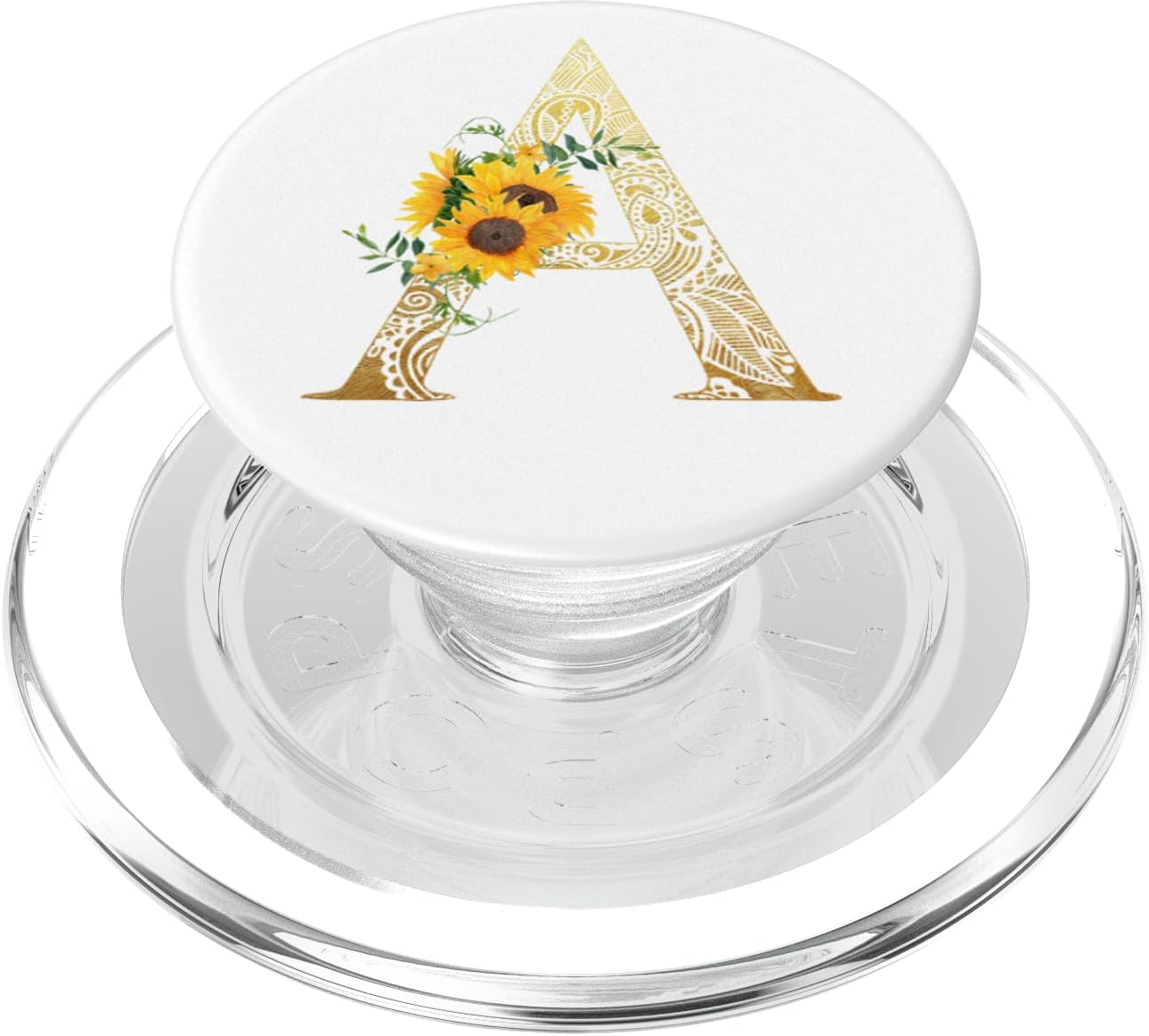 Sunflower White Letter A - Phone Stand Pop Phone Grip PopSockets PopGrip: Swappable Grip for Phones & Tablets PopSockets PopGrip for MagSafe