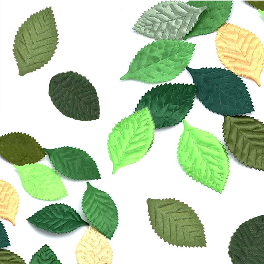 Raiflager Green 100 Pcs Artificial Silk Leaves Artificial Floral Leaves Artificial Leaves For Crafts Scrapbooking Floral Arrangements Wedding Garland Party Decorations (Green)