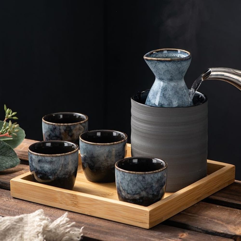Amazon | Vlfn 6 点 徳利1個 + お猪口 4 個 + トレイ 1 個 酒器 陶器