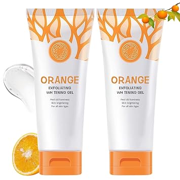 Orange Exfoliating Gel Scrub Face Body Skin,Natural Orange Peeling Gel Face Scrub,Deep Cleansing Moisturizing Facial Exfoliator 50g 2PCS