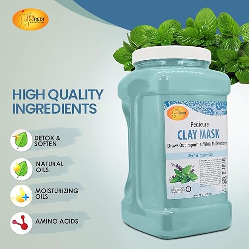 Miniatura 5 de SPA REDI - Máscara de arcilla, menta y eucalipto, 128 onzas - Pedicura y limpieza profunda corporal, purificación de poros de la piel,