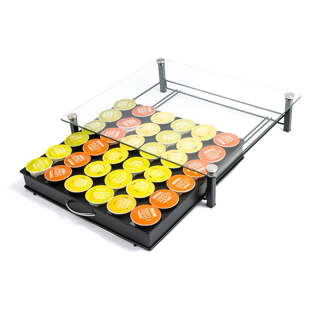 HiveNets DG Kaffee Kapselhalter Kapselständer Kapseln Glas Schubladen Organiser für 36 Stück