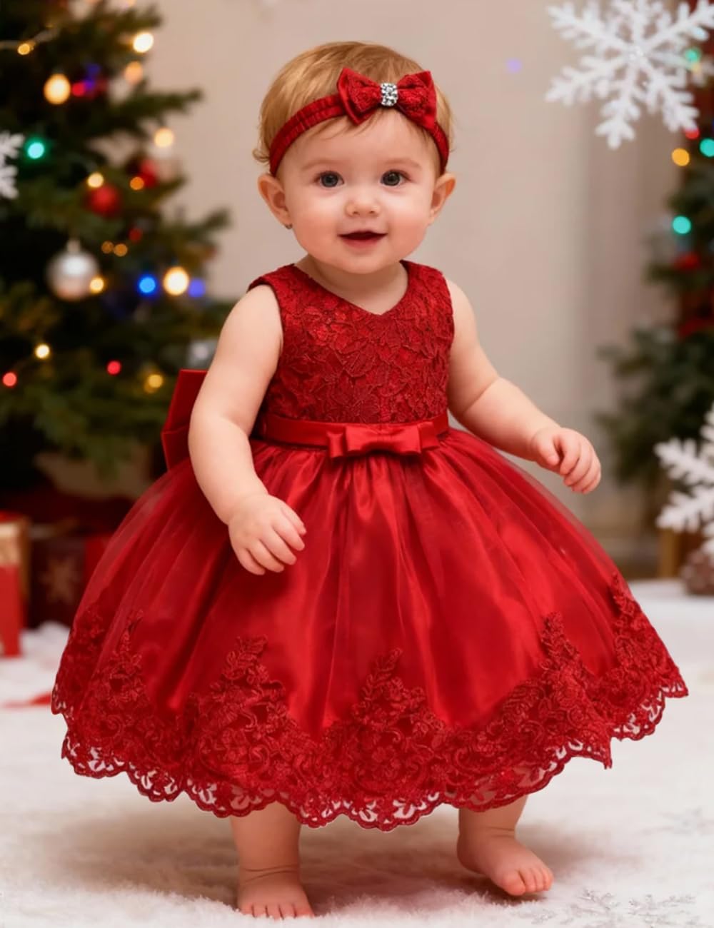 LZH bébé Filles Robe en Dentelle Bowknot Robes de Fleurs Mariage Pageant baptême baptême Robe Tutu