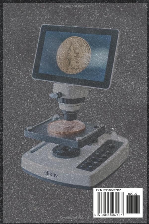 Back cover of the Elikliv LCD Digital Coin Microscope User Manual, showing the microscope from a different angle and the ISBN barcode.