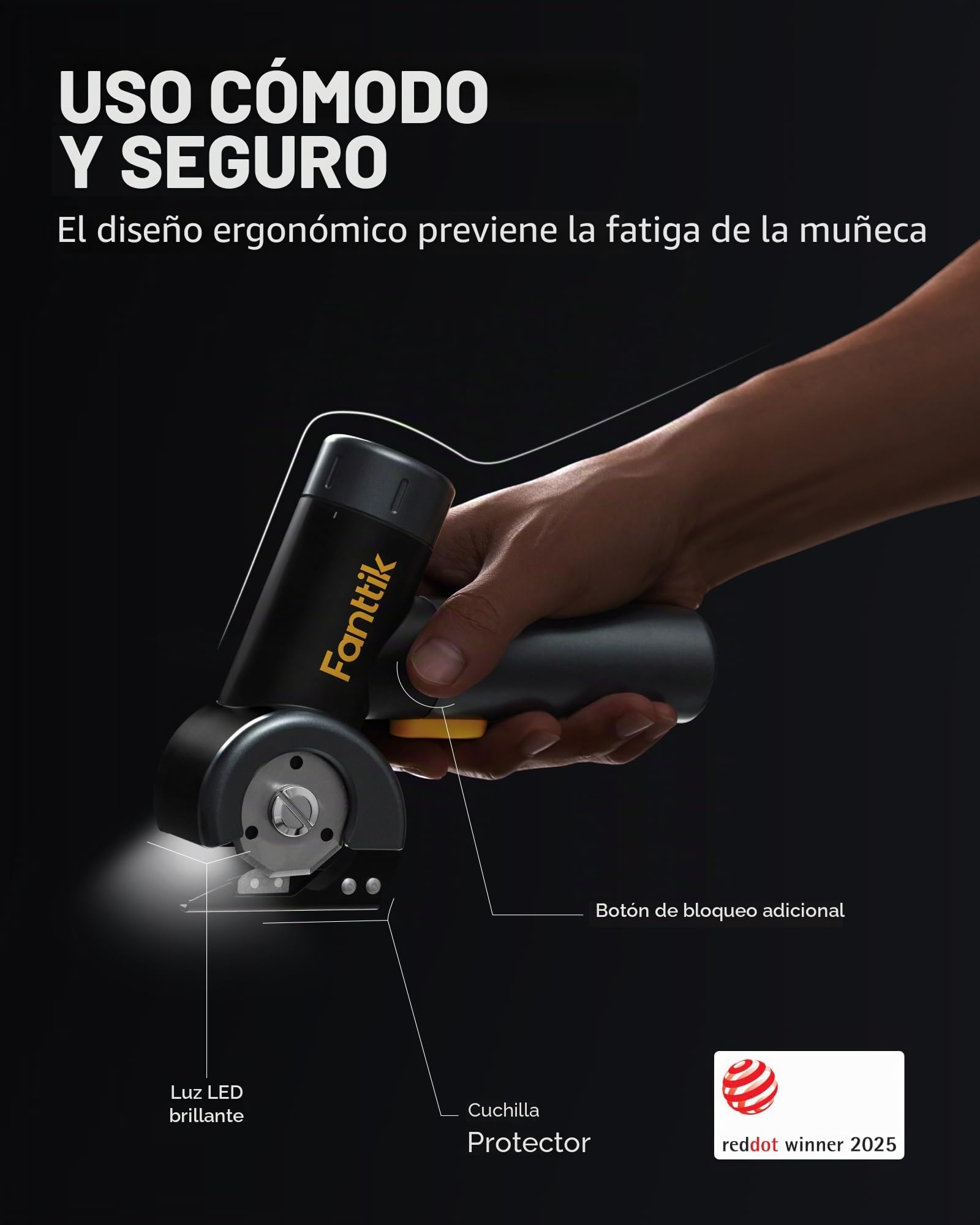 Fanttik C8 Tijeras Eléctricas Inalámbricas Con Pantalla LED,Tijera Electrica Cortador de Cartón, luz LED, Para Caja de Cartón Fina, Alfombra de Cuero Plástico Planta en Maceta