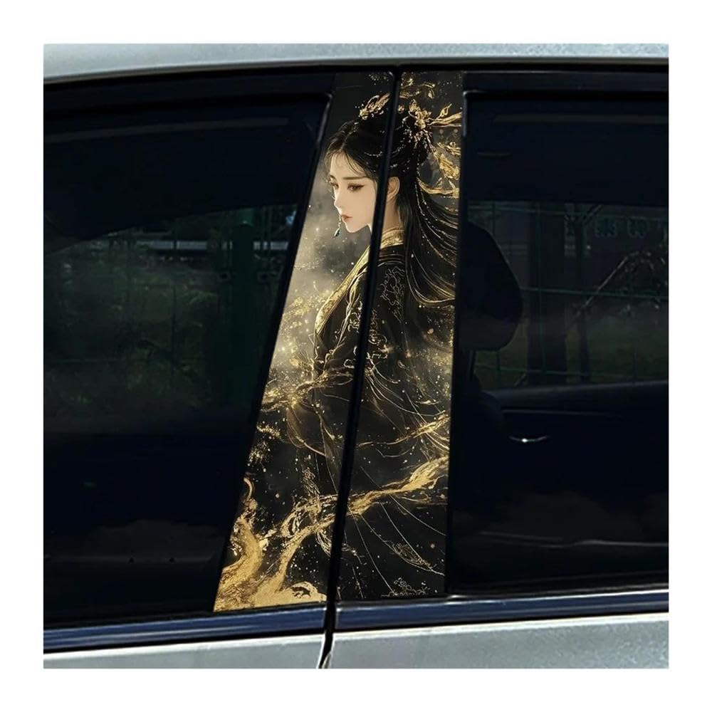 Body Parts 2PCS Car B Pillar Sticker Chinese Ancient Style Corpse Bride Waterproof Center Column Decals(D)