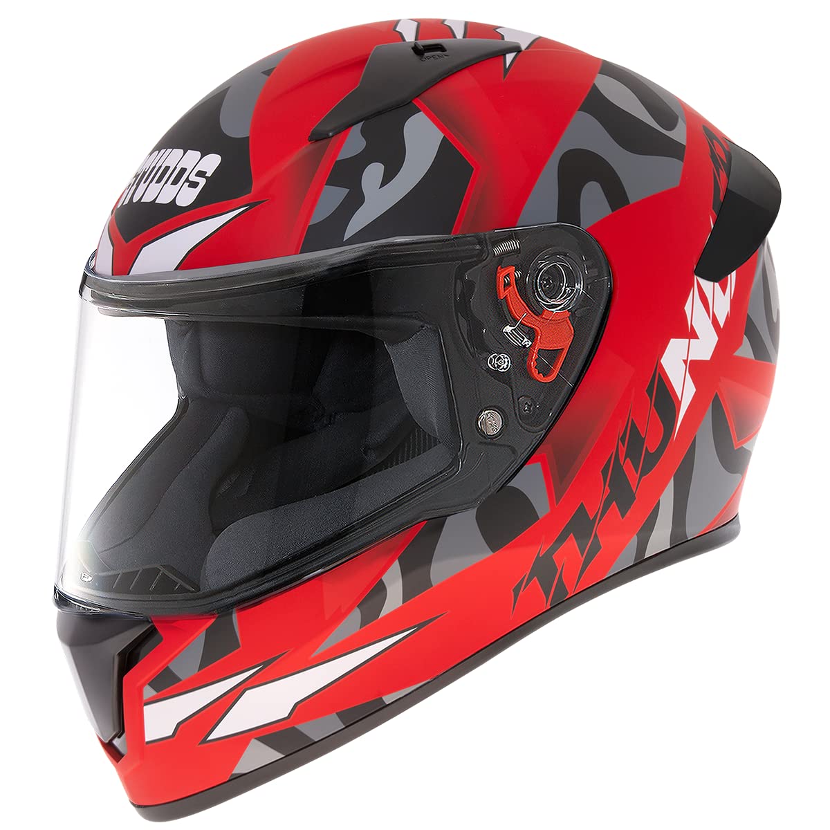ThunderD7 ISI and DOT Certified Full Face Graphic Helmet for Men and Women with Clear Visor (Matt Red N9, XL)