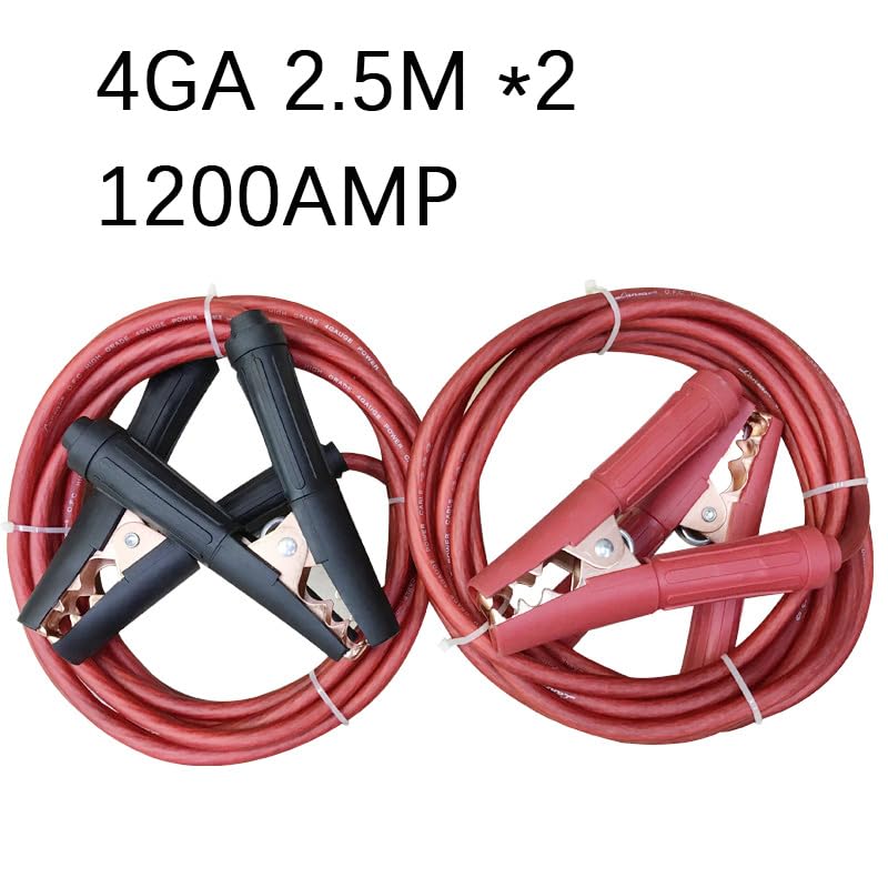 SOS Cable Black Red Copper Wire Auto Battery Line Emergency Cable Line Cable Clip Power Charging Jump Start Leads|Cables, Adapters & Sockets - (Color Name: 4GA Half of 5M 1pair)