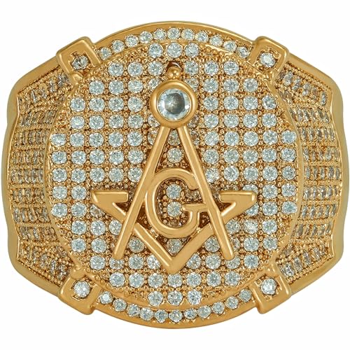 LIFETIME JEWELRY Masonic Ring 24k Real Gold Plated Blinged Out Cubic Zirconia Mens Ring3