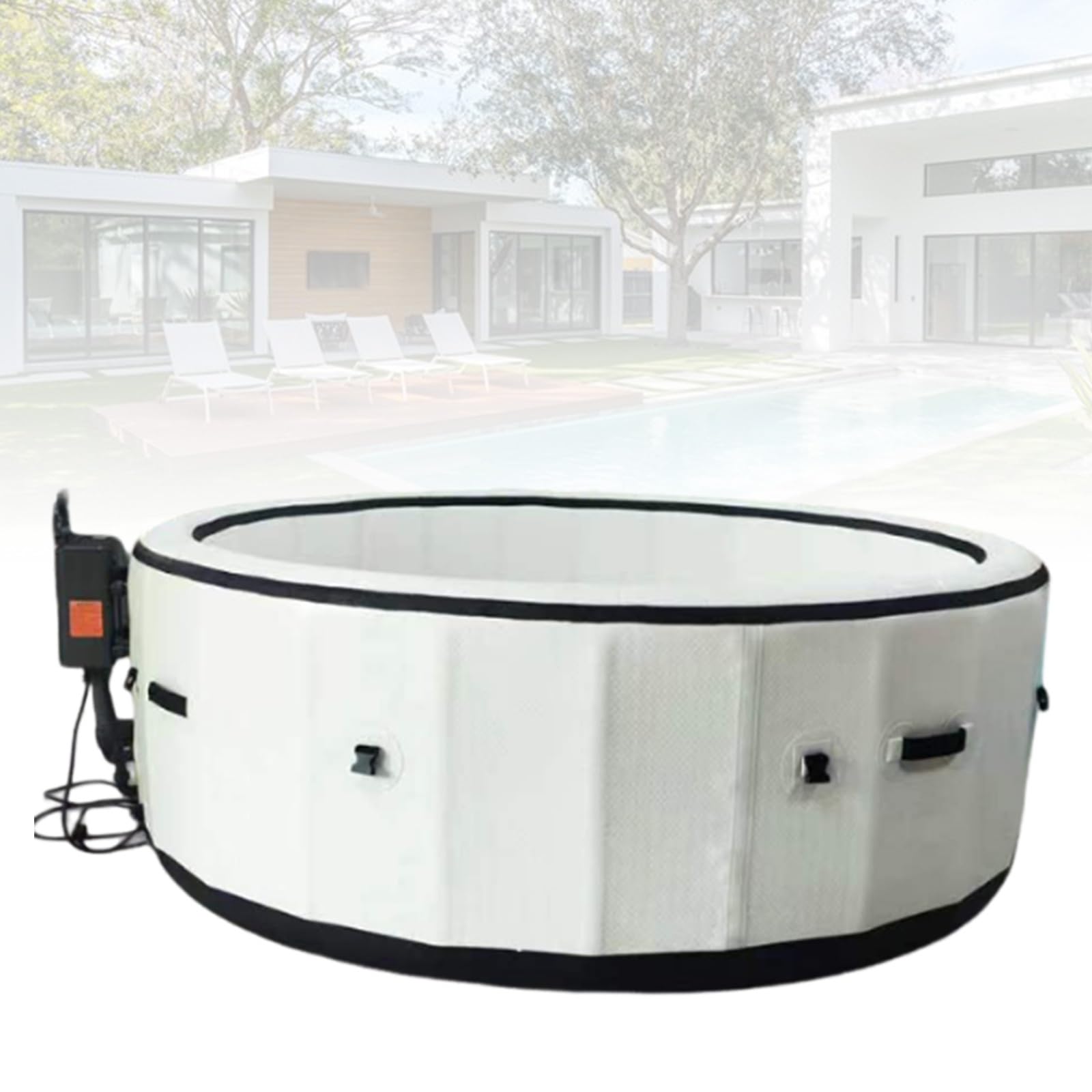 SPA Inflable para Jardín, Bañera de Hidromasaje Portátil con 150 Jets de Masaje a Burbujas, Fiestas al Aire Libre con Inflado con Un Solo y Tapete Independiente(206 * 71 cm)