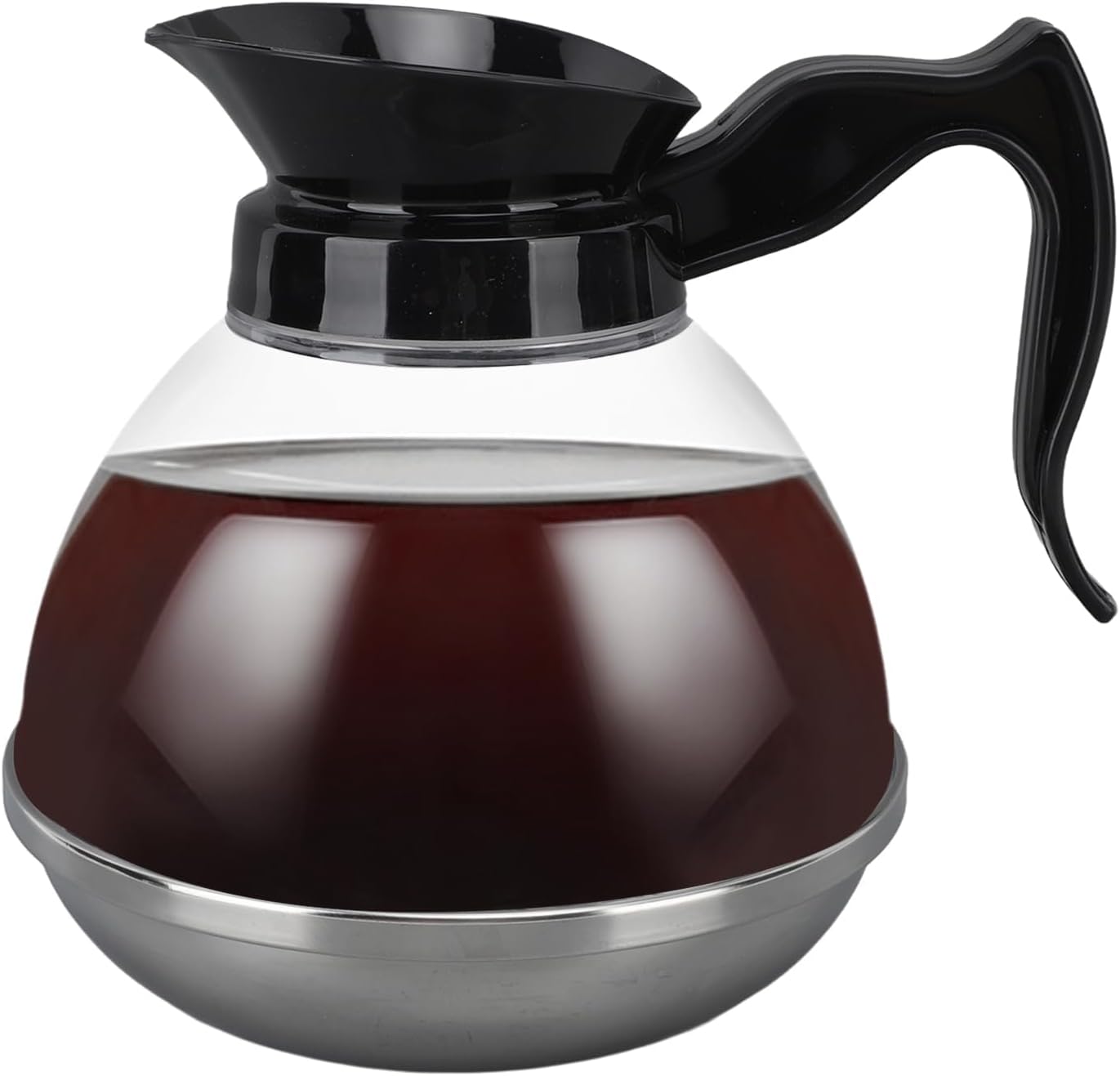 Commercial Coffee Pot Replacement, Coffee Carafe Decanter Replacement Coffee Carafe Universal Replacement Coffee Pot with Black Grip and Tight Fit Spout for Coffee Machine Stove