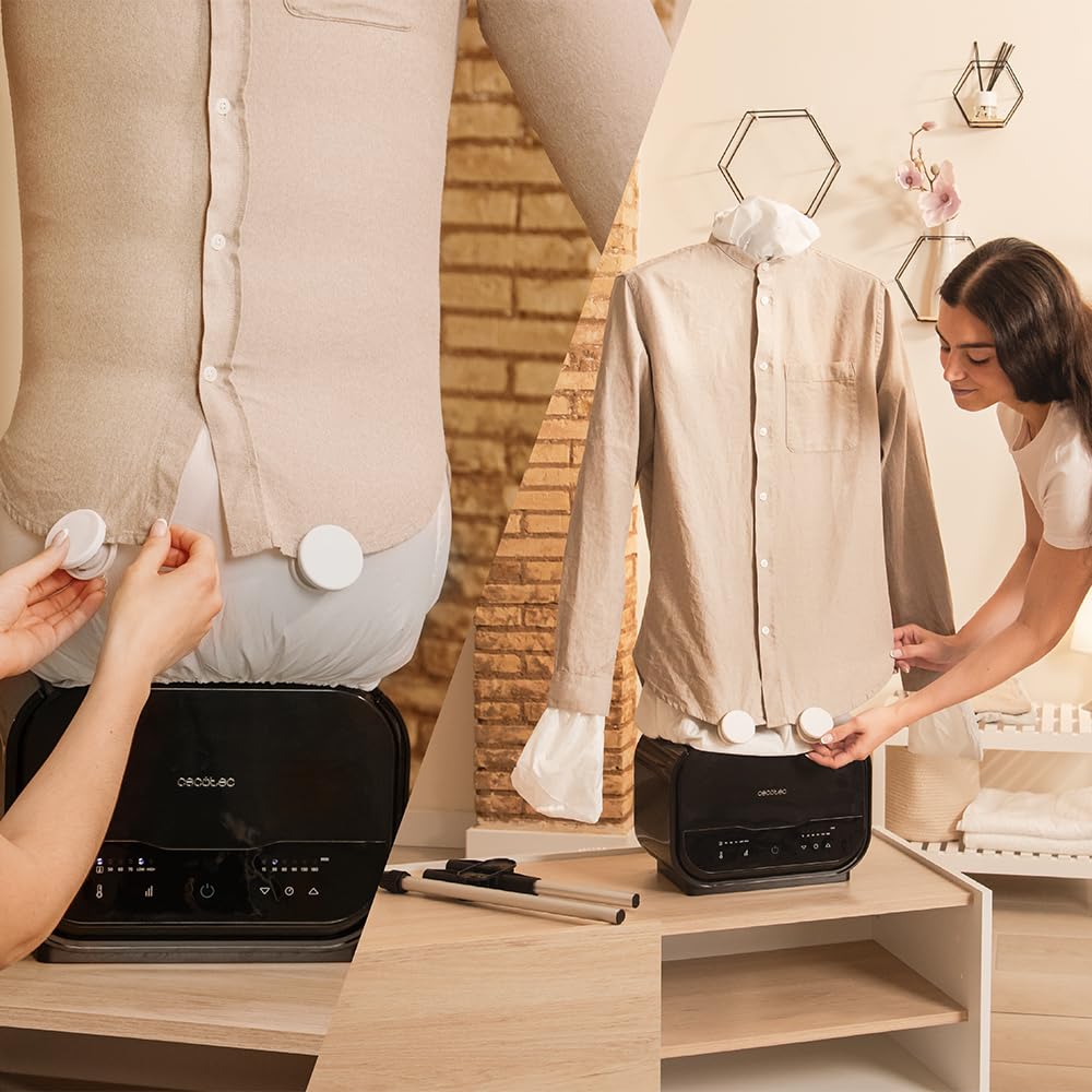 Cecotec Machine à Repasser et à Sécher IronHero 120 Mannequin Dry. 1200 W, Défroissage et Désodorisation, Chemise et Pantalon, 180 min, Minuterie, Température Réglable, Contrôle de la Température.