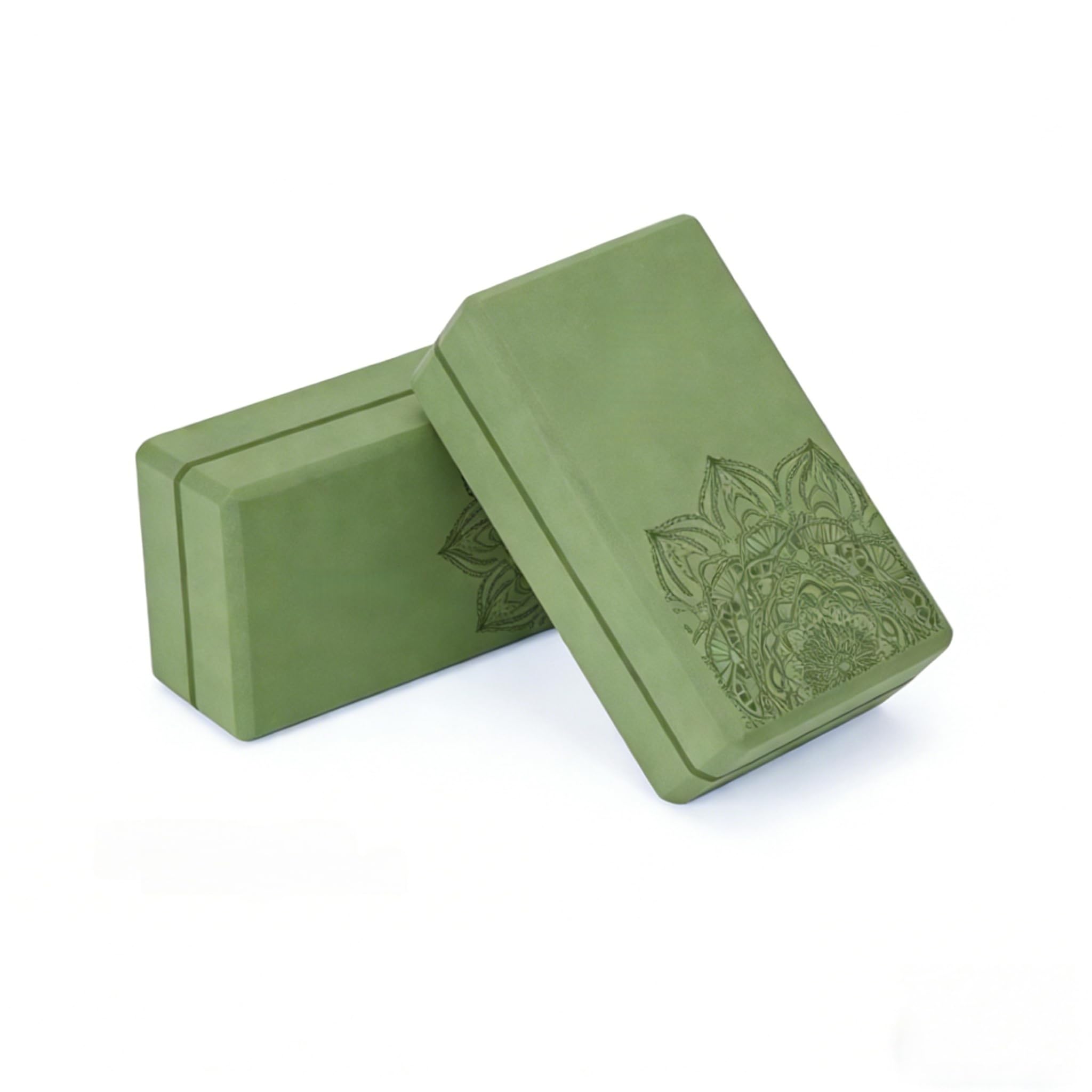 Bloques de yoga EVA, paquete de 2, ladrillos de yoga antideslizantes de alta densidad con patrón de mandala, 9 x 6 x 3 pulgadas para yoga, pilates, estiramiento