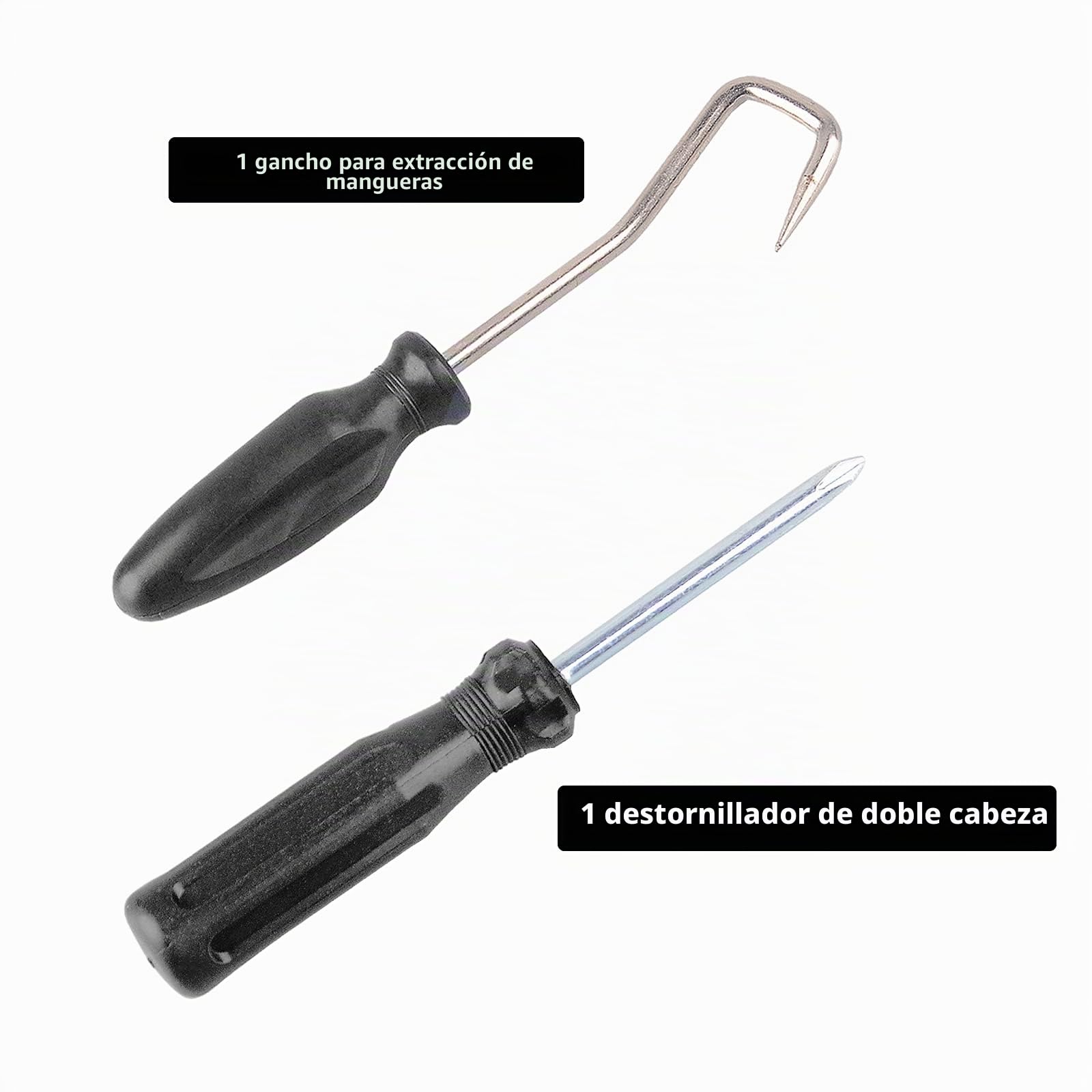 DAYUAN 9 piezas Juego de alicates para abrazadera de manguera (con banda angular y plana para mordaza), herramienta universal de extracción de tubo giratorio, kit de accesorios para automóvil