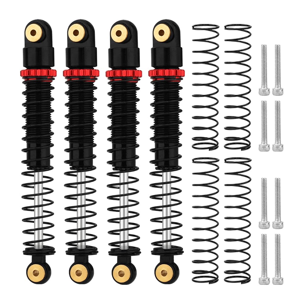 Photo 1 of Pothyes Aluminum Long or Regular Threaded Shock Adjustable Absorber Oil Damper for Axial SCX24 FMS FCX24M AX24 1/24 RC Crawler Car Upgrade Parts (black, 53mm)