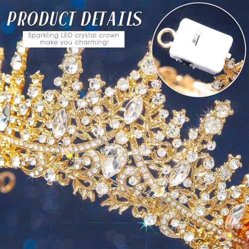 Diadème de princesse strass avec éclairage LED et épingles de fixation fixes - 4