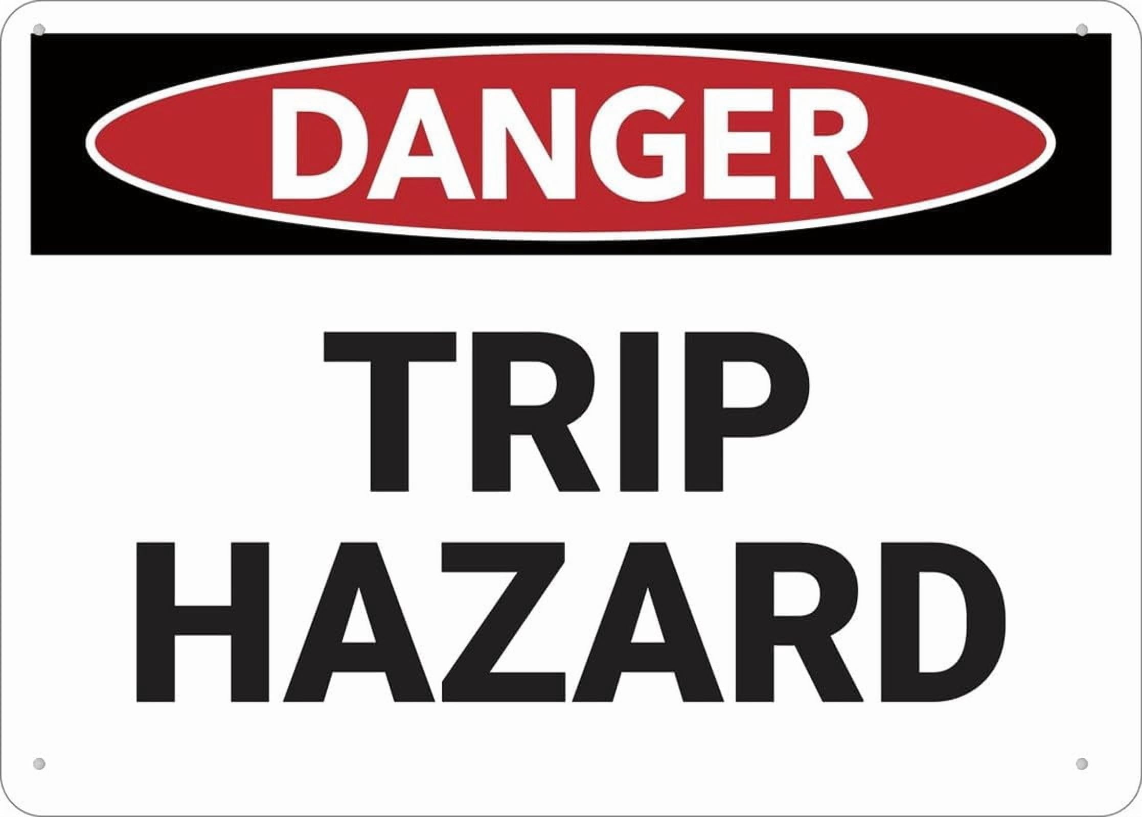 (2-Pack) Metal Tin Sign Sign Danger Trip Hazard 8"x12" Outdoor Yard