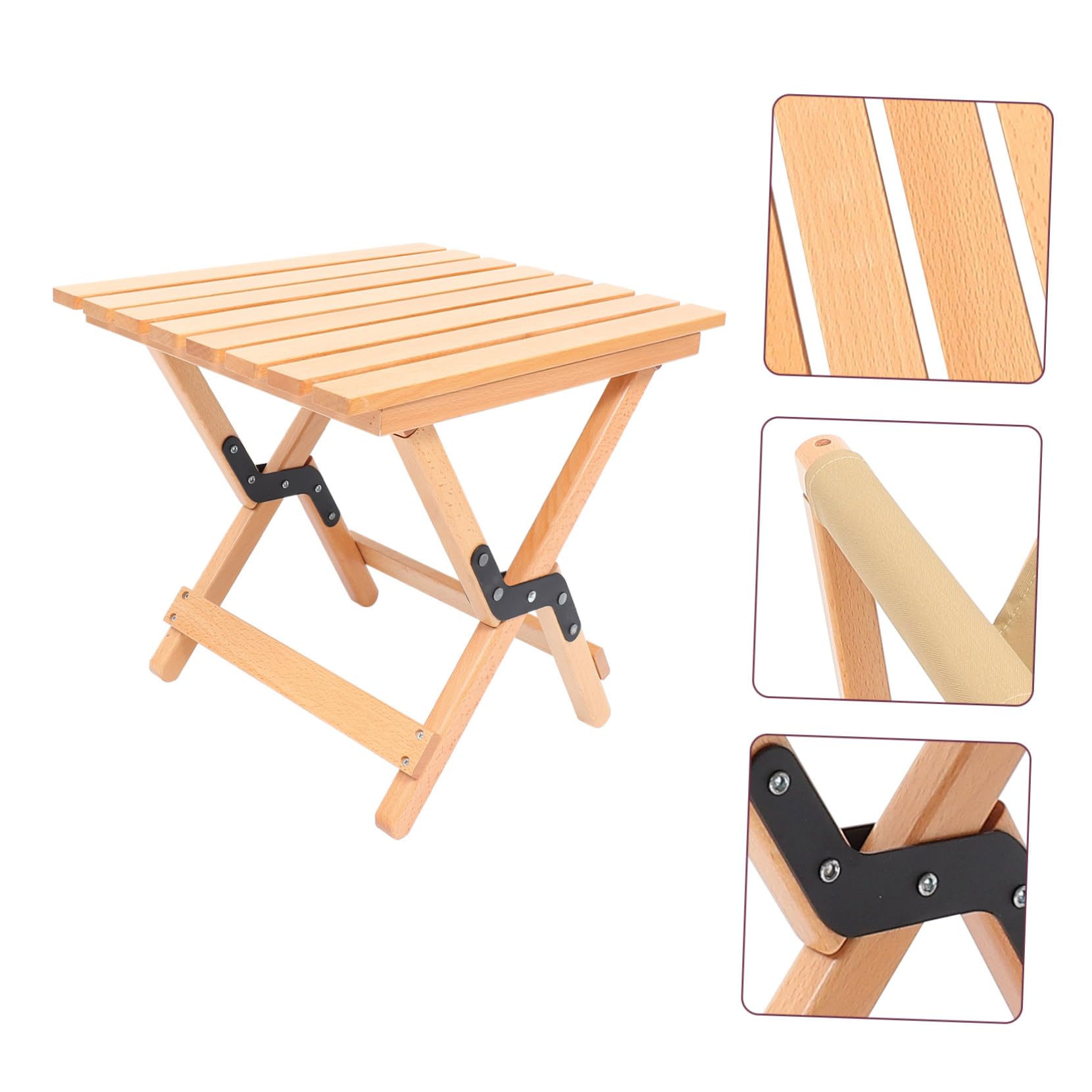 Veemoon Tabouret de Camping Pliant Tabouret Pliable Ultra-léger en Bois et Toile pour Voyage et Randonnée