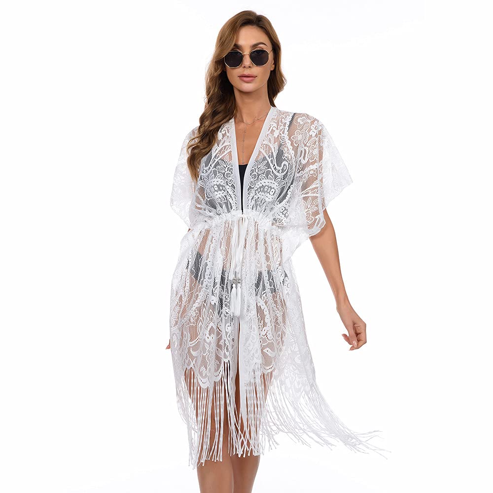 Strandkleid Sexty Durchsichtige Damen-Strandhülle mit Spitze, Sonnenschutz, Strandmode, Tunika, Lange Pareos, Strickjacke, Bademode, Badeanzug, Bikini-Vertuschungen Strandkleider(Noir)