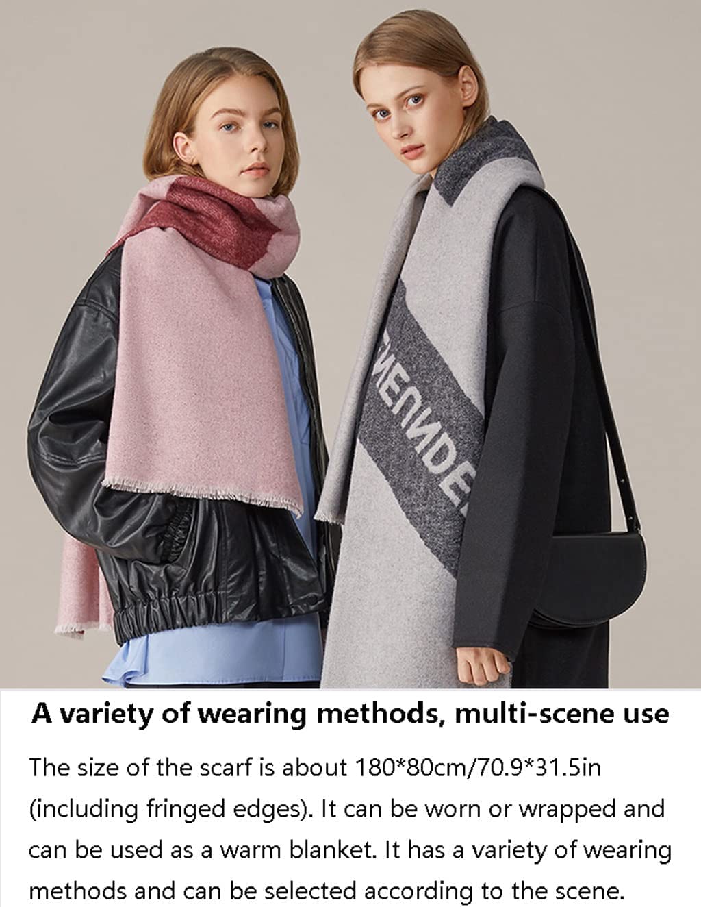 Neu Kaschmir-Quastenschal, verdickte warme Deckenschals, Wollschal-Wraps, Herbst-Winter-Mode-Damenschal 70,9 * 23,6 Zoll Mehrweg